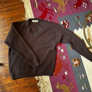 Vintage Banana republic Maroon V-Neck Sweater M Lambswool wool